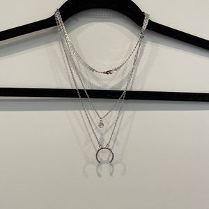 Women's Silver Multi-Layered Necklace